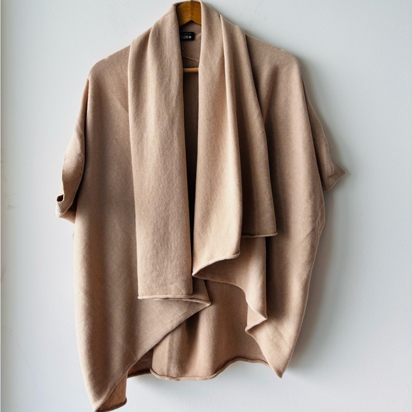 Beryll Cocoon Cardigan Sweater Beige Cashmere Open Shawl...